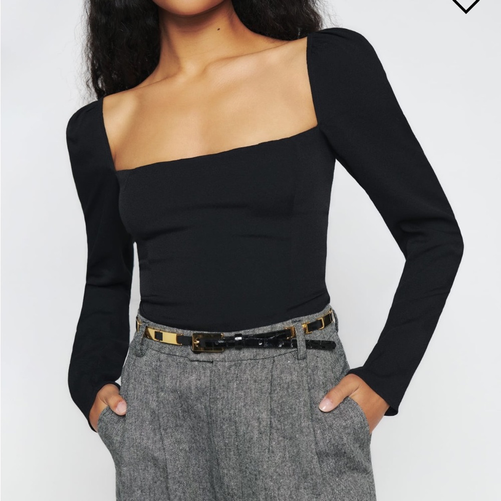 Reformation Demi top black long sleeve US2
